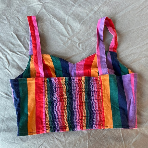 Collectif Rainbow crop top! So cute for Pride! Stretchy! Size M - Picture 3 of 3